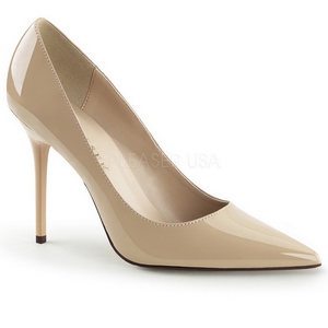 Bezový Lakované 10 cm CLASSIQUE-20 Lodičky Dámské Stiletto Podpatků