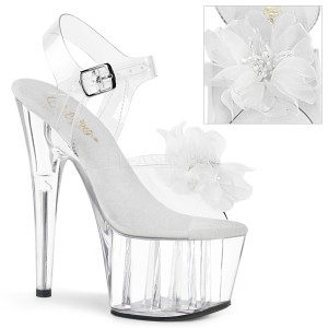 Bílá 18 cm ADORE-708BFL pleaser sandály na platformě