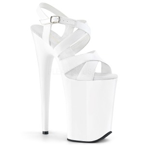 Bílá 23 cm INFINITY-997 Platformě Vysoké Podpatky