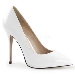 Bílá Lakované 13 cm AMUSE-20 Lodičky Dámské Stiletto Podpatků