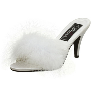 Bílá Peří 8 cm AMOUR-03 Pantofličky na Podpatku pro Muže