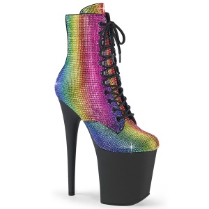 Bílé strass kamen 20 cm FLAMINGO-1020RS2 pleaser kozačky na podpatku