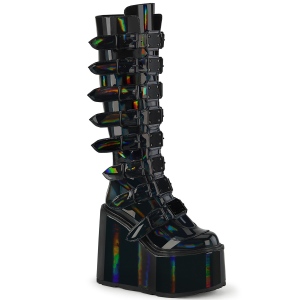 Hologram 14 cm SWING-815 alternativní kozačky platformě přezky cerny