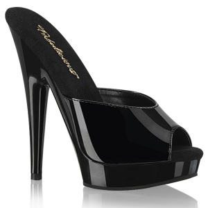 Koženka 15 cm SULTRY-601 pantoflicky podpatku cerny
