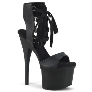 Koženka 18 cm ESTEEM-700-14 vysoké podpatky s kotníkovými tkaničky