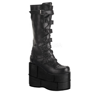 Koženka 18 cm STACK-308 Platformě Gothic Kozačky Pánské