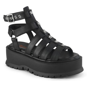 Koženka 5 cm SLACKER-18 emo gladiátor sandály na platformě
