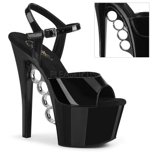 Lakovaná 18 cm KNUCKS-709 pleaser vysoké podpatky na platformě
