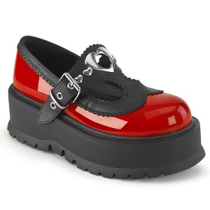 Lakovaná 5 cm SLACKER-23 alternativní boty platformě Červené