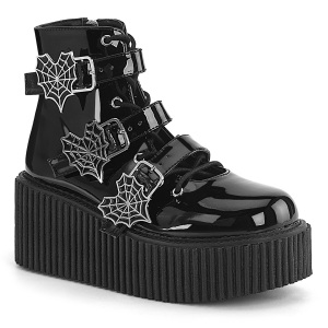 Lakovaná 7,5 cm CREEPER-260 creepers kotnikové kozačky na přezka