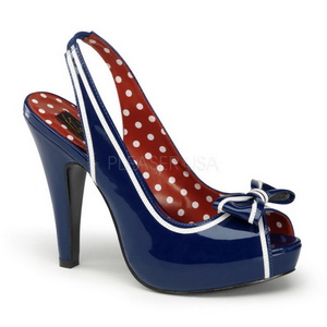 Modrý 11,5 cm retro vintage BETTIE-05 dámské boty na vysokém podpatku