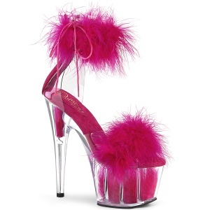 Pink 18 cm ADORE-724F sandály na podpatku s peřím pro tanec na tyči