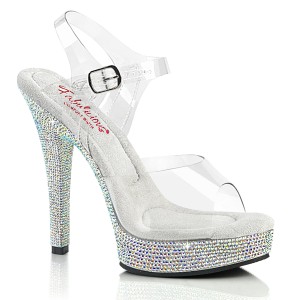 Průhledné platformě strass 13,5 cm MAJESTY-508DM Fabulicious sandály na podpatku