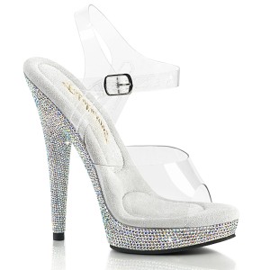 Průhledné platformě strass 15 cm SULTRY-608DM Fabulicious sandály na podpatku