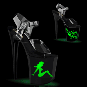 Průhledný 20 cm FLA-NLDG-6 high heels tanec na tyči platformě svítící led