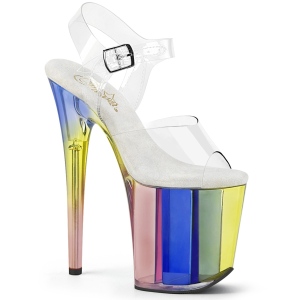 Průhledný 20 cm Pleaser FLAMINGO-808RT Boty na podpatku pro tanec na tyči