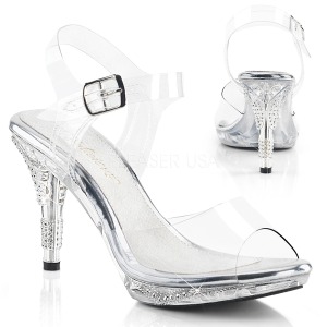 Průhledný 9,5 cm IRIS-408 Strass Platformě Vysoké Podpatky