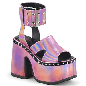 Růžový 13 cm Demonia CAMEL-102 Platformě Sandály