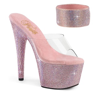 Růžový 18 cm 712RS vysoké podpatky s kotníková manžeta strass platformě