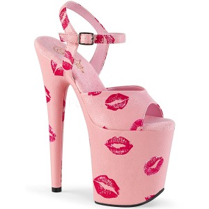 Růžový 20 cm FLAMINGO-809KISSES pleaser vysoké podpatky na platformě