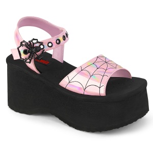 Růžový 6,5 cm Demonia FUNN-10 Platformě Sandály