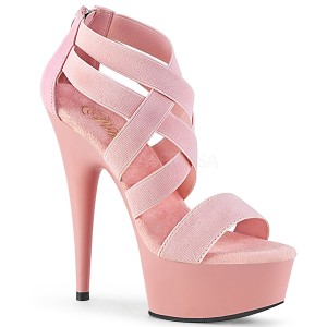 Růžový elastický pás 15 cm DELIGHT-669 pleaser boty na podpatku