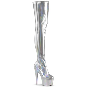 Stříbro 18 cm ADORE-3000HWR Hologram platformě overknee kozačky pro tanec na tyči