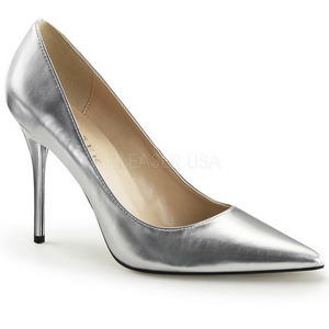 Stříbro Matná 10 cm CLASSIQUE-20 Lodičky Dámské Stiletto Podpatků