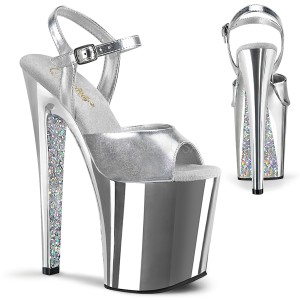 Stříbro chrom platformě 20 cm XTREME-809TTG pleaser vysoké podpatky