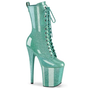Tyrkysové glitter 20 cm pleaser kozačky na podpatku