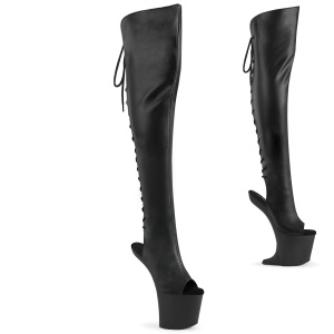 Vegan 20 cm CRAZE-3019 Heelless overknee kozačky vysoké pony cerny