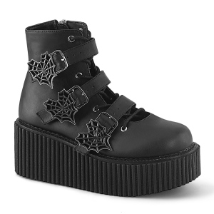 Veganské 7,5 cm CREEPER-260 creepers kotnikové kozačky na přezka
