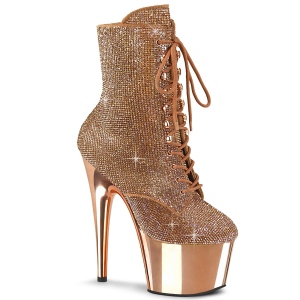 Zlato Růžové strass kamen 18 cm ADORE-1020CHRS pleaser kozačky na podpatku