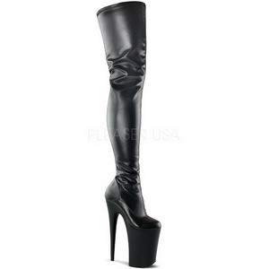 Černá Matná 23 cm PLEASER INFINITY-4000 Kozačky Nad Kolena Platformě