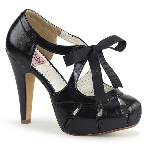 Černý 11,5 cm retro vintage BETTIE-19 dámské boty na vysokém podpatku