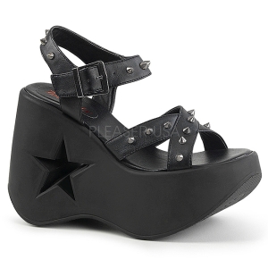 Černý 13 cm Demonia DYNAMITE-02 Platformě Klínové Sandály