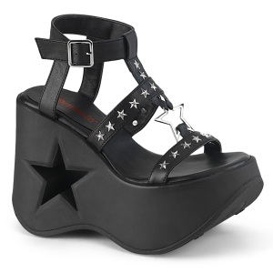 Černý 13 cm Demonia DYNAMITE-12 Platformě Klínové Sandály