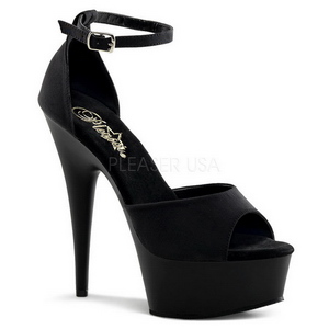 Černý 15 cm DELIGHT-618PS dámské boty na vysokém podpatku