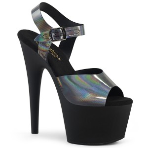 Černý 18 cm ADORE-708N-DT Hologram boty na platformě a podpatku