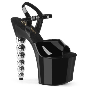 Černý 18 cm BLISS-709 boty na platformě a perlička podpatku