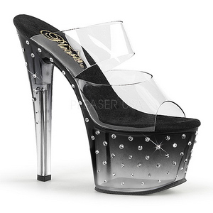 Černý 18 cm STARDUST-702T Strass kamen platformy pantoflicky dámské
