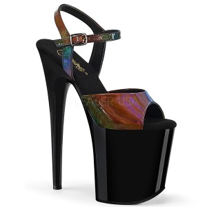 Černý 20 cm FLAMINGO-809RBDT Hologram boty na platformě a podpatku