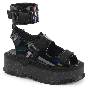 Černý 5 cm Demonia SLACKER-15B Platformě Sandály