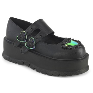 Černý 5 cm SLACKER-25 mary jane boty s platformě