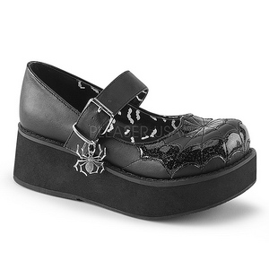 Černý 6 cm DemoniaCult SPRITE-05 platformě gothic boty