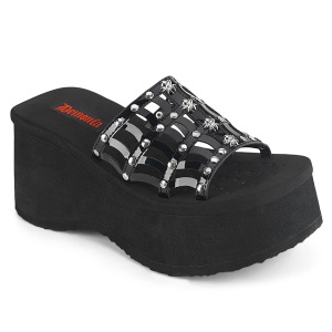 Černý 9 cm DemoniaCult FUNN-13-2 pantofle na platformy emo gothic