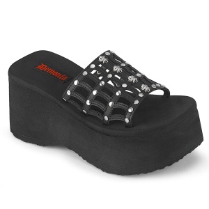 Černý 9 cm DemoniaCult FUNN-13 pantofle na platformy emo gothic