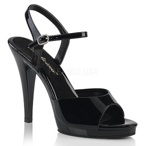 Černý Lakované 12 cm FLAIR-409 sandály vysoký podpatek