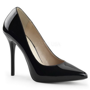 Černý Lakované 13 cm AMUSE-20 Lodičky Dámské Stiletto Podpatků