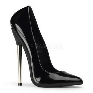 Černý Lakované 16 cm DAGGER-01 Lodičky Dámské Stiletto Podpatků
